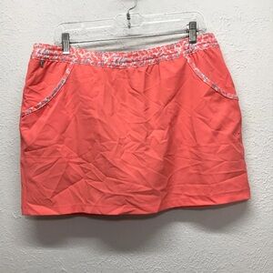 Columbia PFG Skort Womens L Peach/Melon Tidal UPF Pockets Elastic Waist Drawstri